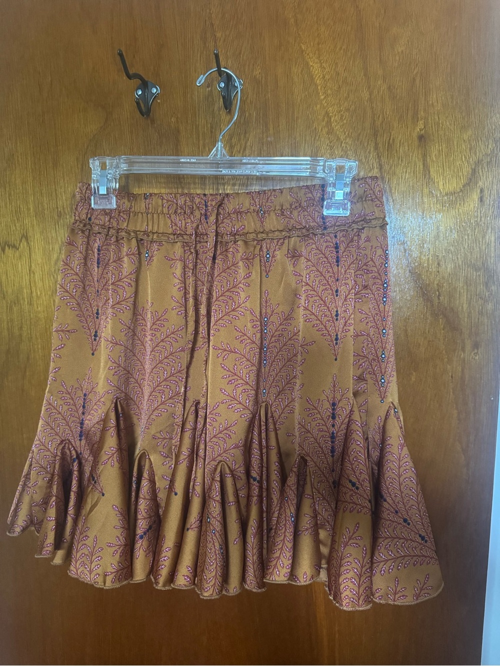 Selfie Leslie Rust Brown Printed Ruffle Skirt